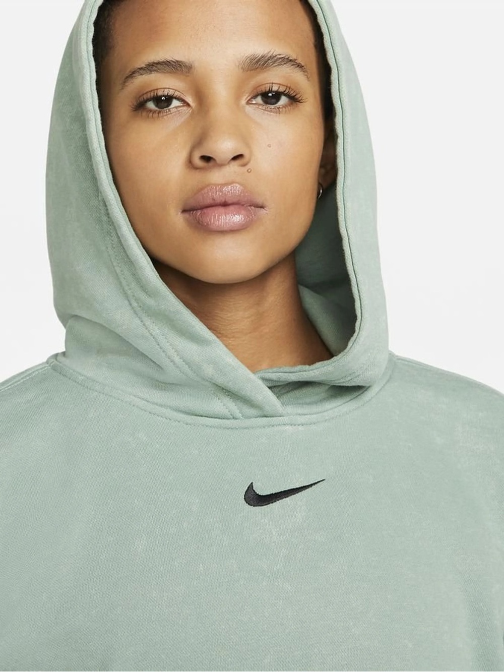 Nike Women's Mint Green Pullover Hoodie with Black Swoosh